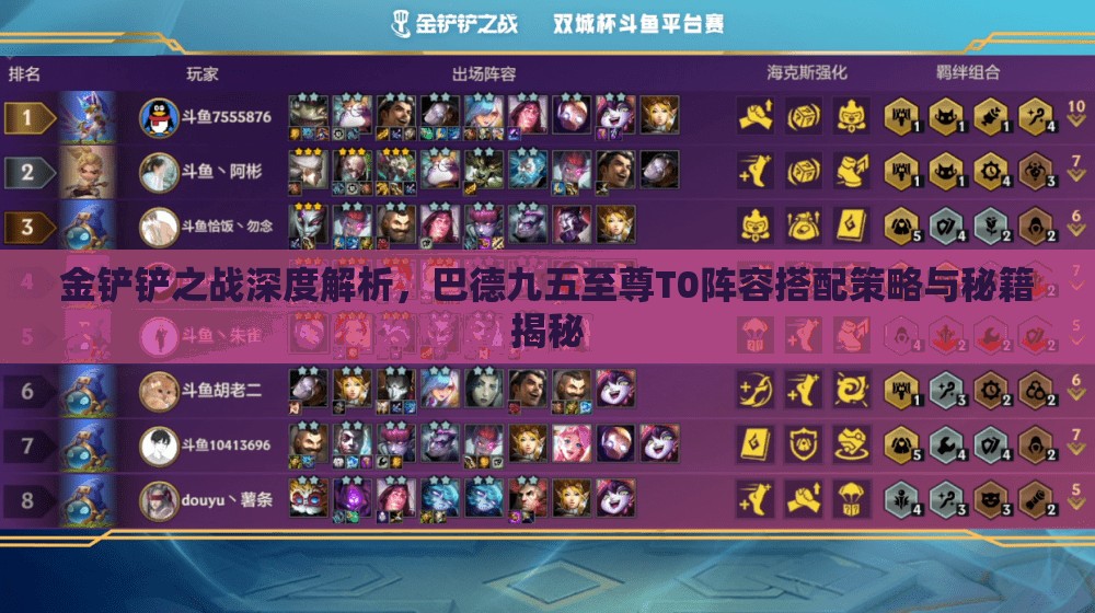 金铲铲之战深度解析，巴德九五至尊T0阵容搭配策略与秘籍揭秘