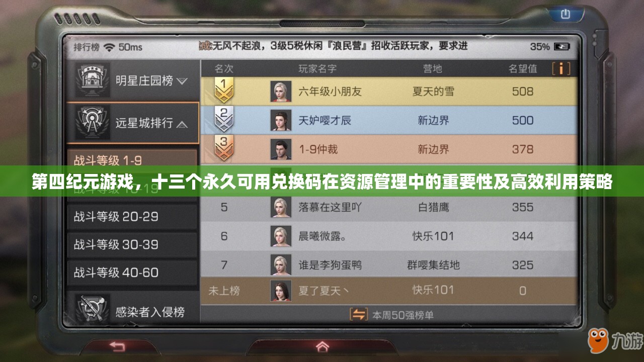 第四纪元游戏，十三个永久可用兑换码在资源管理中的重要性及高效利用策略