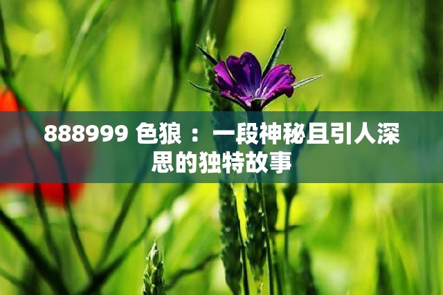 888999 色狼 ：一段神秘且引人深思的独特故事