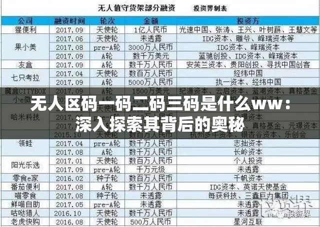 无人区码一码二码三码是什么ww：深入探索其背后的奥秘