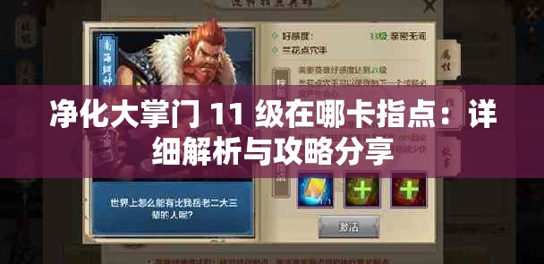 净化大掌门 11 级在哪卡指点：详细解析与攻略分享