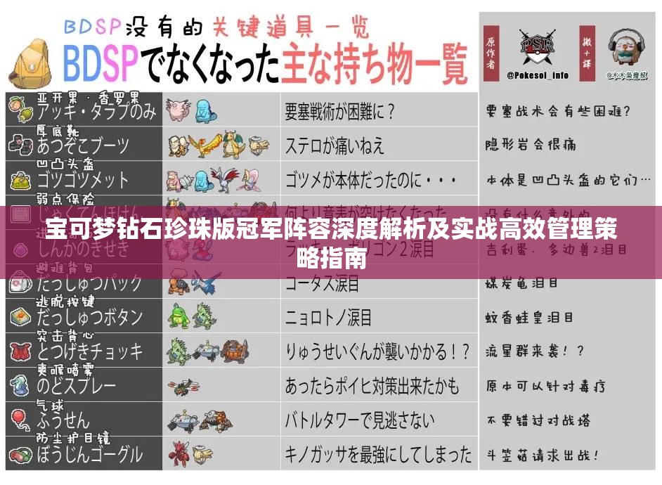 宝可梦钻石珍珠版冠军阵容深度解析及实战高效管理策略指南