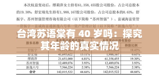 台湾苏语棠有 40 岁吗：探究其年龄的真实情况