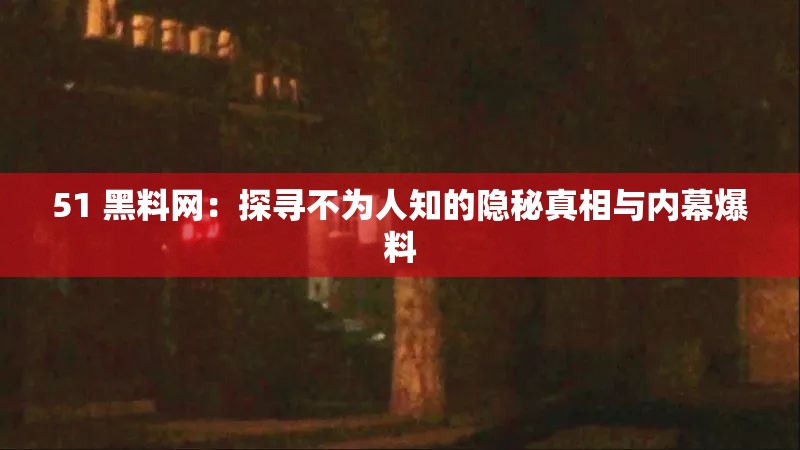 51 黑料网：探寻不为人知的隐秘真相与内幕爆料