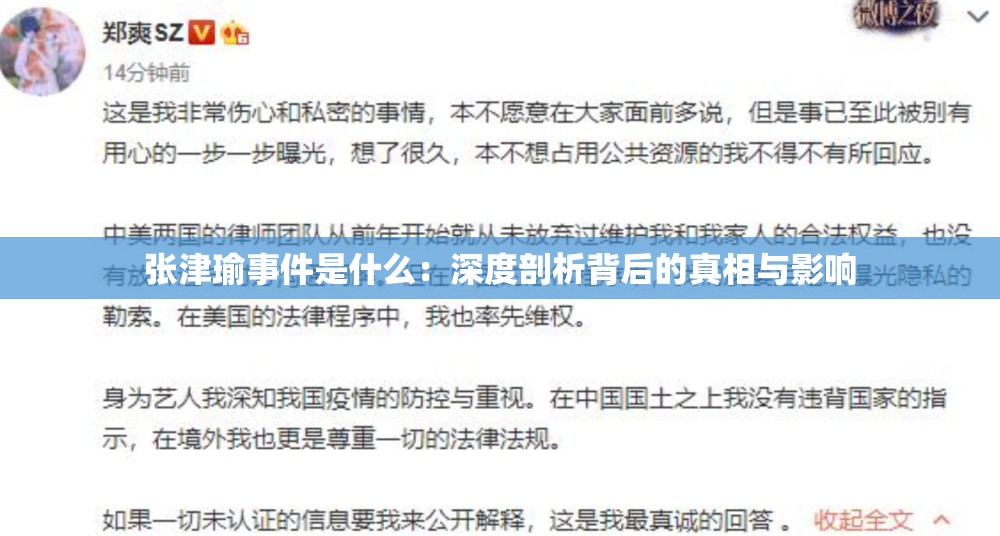 张津瑜事件是什么：深度剖析背后的真相与影响