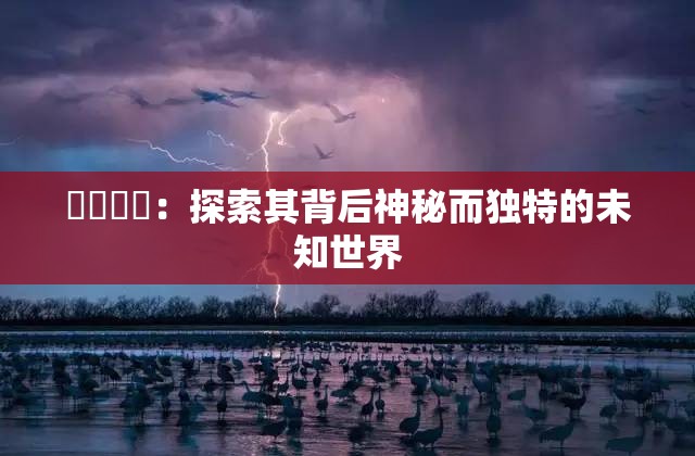 氺茤茤茤：探索其背后神秘而独特的未知世界