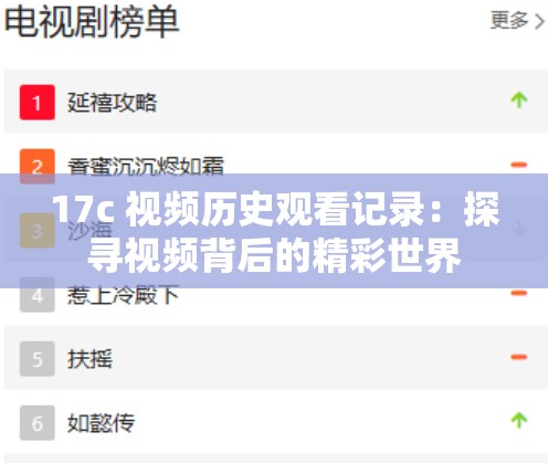 17c 视频历史观看记录：探寻视频背后的精彩世界