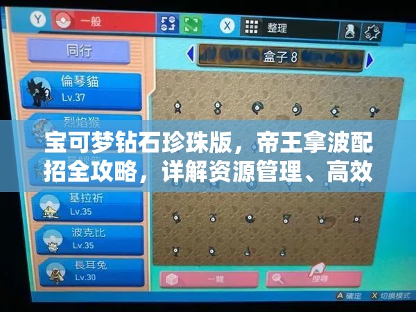 宝可梦钻石珍珠版，帝王拿波配招全攻略，详解资源管理、高效利用策略及防浪费技巧
