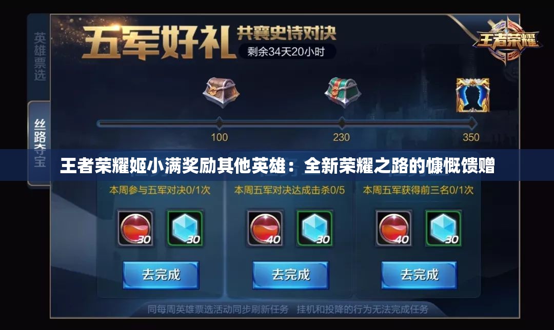 王者荣耀姬小满奖励其他英雄：全新荣耀之路的慷慨馈赠