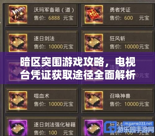 暗区突围游戏攻略，电视台凭证获取途径全面解析与分享