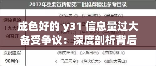 成色好的 y31 信息量过大备受争议：深度剖析背后原因及影响