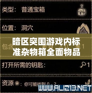 暗区突围游戏内标准杂物箱全面物品介绍及高效管理策略