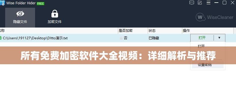 所有免费加密软件大全视频：详细解析与推荐