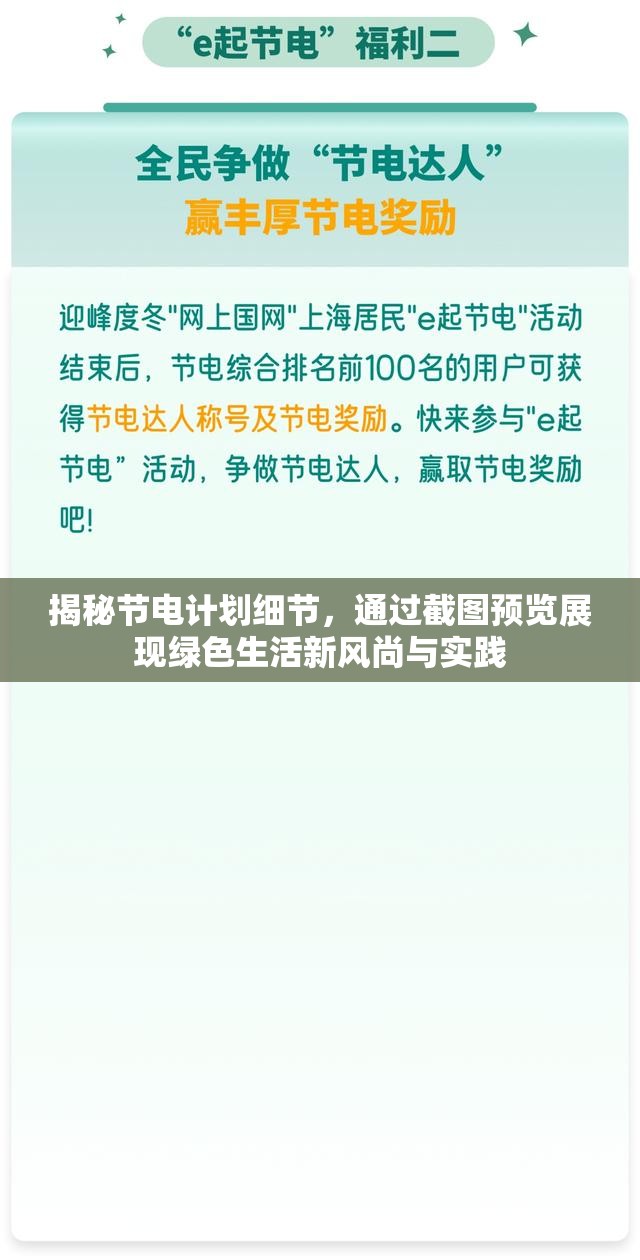 揭秘节电计划细节，通过截图预览展现绿色生活新风尚与实践
