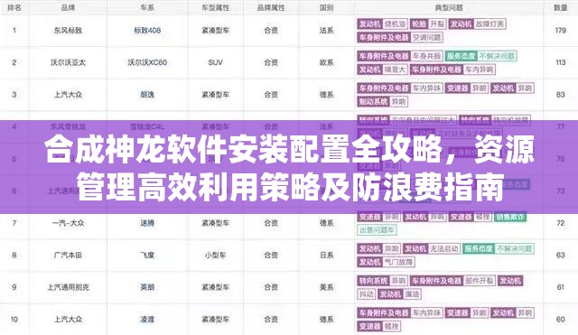 合成神龙软件安装配置全攻略，资源管理高效利用策略及防浪费指南