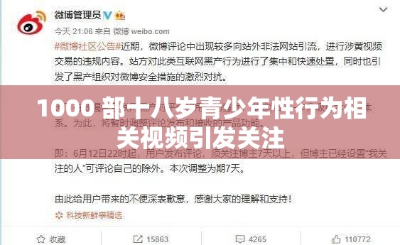 1000 部十八岁青少年性行为相关视频引发关注