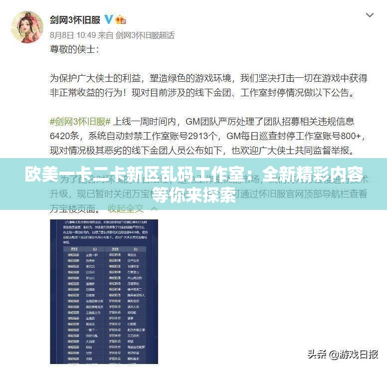 欧美一卡二卡新区乱码工作室：全新精彩内容等你来探索