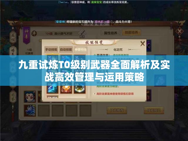 九重试炼T0级别武器全面解析及实战高效管理与运用策略