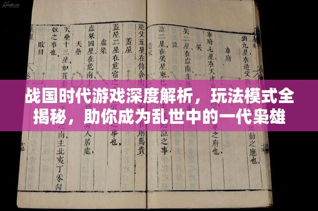 战国时代游戏深度解析，玩法模式全揭秘，助你成为乱世中的一代枭雄