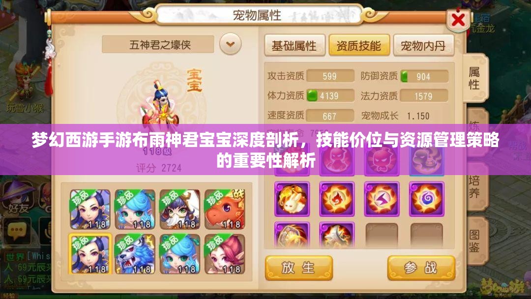 梦幻西游手游布雨神君宝宝深度剖析，技能价位与资源管理策略的重要性解析
