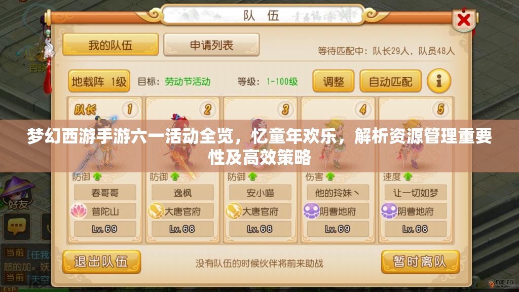 梦幻西游手游六一活动全览，忆童年欢乐，解析资源管理重要性及高效策略