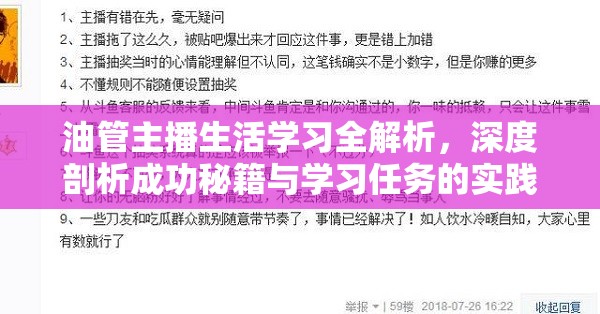 油管主播生活学习全解析，深度剖析成功秘籍与学习任务的实践之道