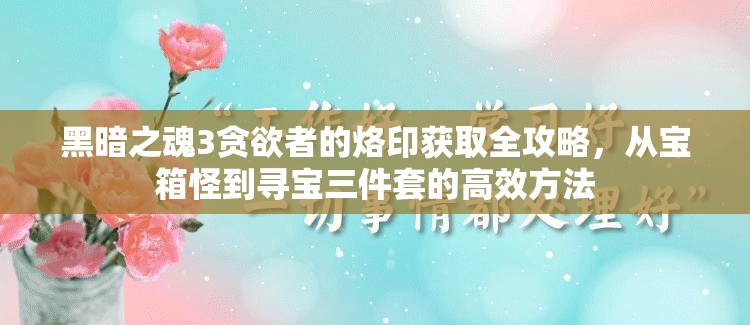 黑暗之魂3贪欲者的烙印获取全攻略，从宝箱怪到寻宝三件套的高效方法