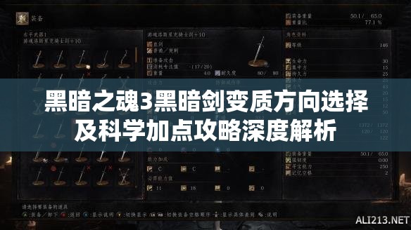 黑暗之魂3黑暗剑变质方向选择及科学加点攻略深度解析