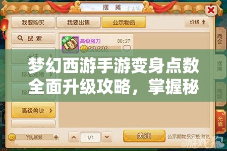 梦幻西游手游变身点数全面升级攻略，掌握秘籍，实现战力快速飙升技巧