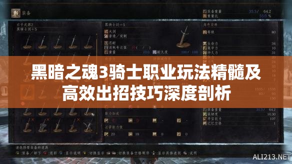 黑暗之魂3骑士职业玩法精髓及高效出招技巧深度剖析