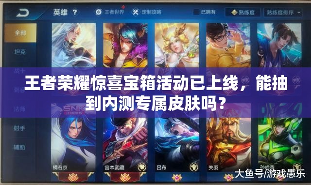 王者荣耀惊喜宝箱活动已上线，能抽到内测专属皮肤吗？