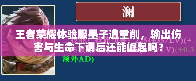 王者荣耀体验服墨子遭重削，输出伤害与生命下调后还能崛起吗？