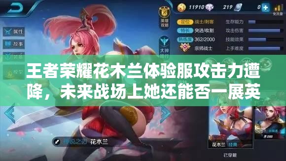 王者荣耀花木兰体验服攻击力遭降，未来战场上她还能否一展英姿？
