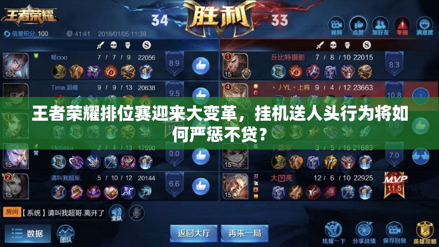 王者荣耀排位赛迎来大变革，挂机送人头行为将如何严惩不贷？