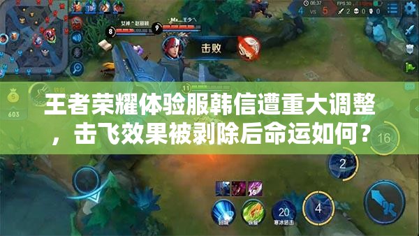 王者荣耀体验服韩信遭重大调整，击飞效果被剥除后命运如何？