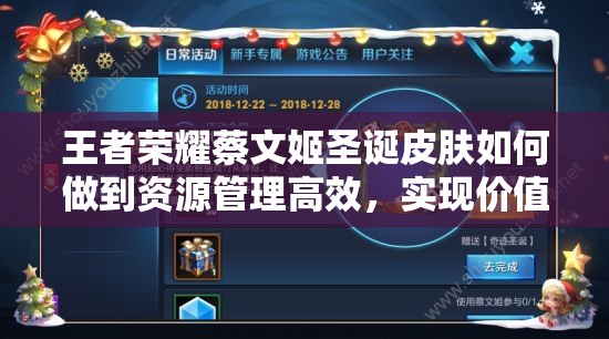 王者荣耀蔡文姬圣诞皮肤如何做到资源管理高效，实现价值最大化？