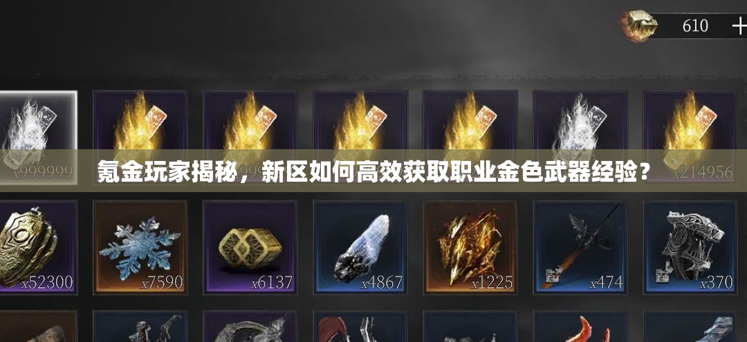 氪金玩家揭秘，新区如何高效获取职业金色武器经验？