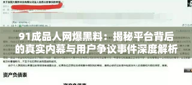 91成品人网爆黑料：揭秘平台背后的真实内幕与用户争议事件深度解析