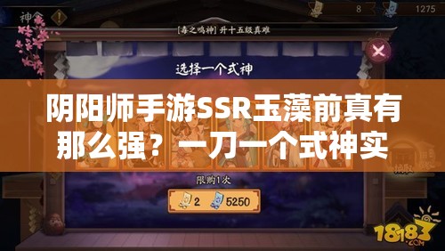 阴阳师手游SSR玉藻前真有那么强？一刀一个式神实战评测揭秘！