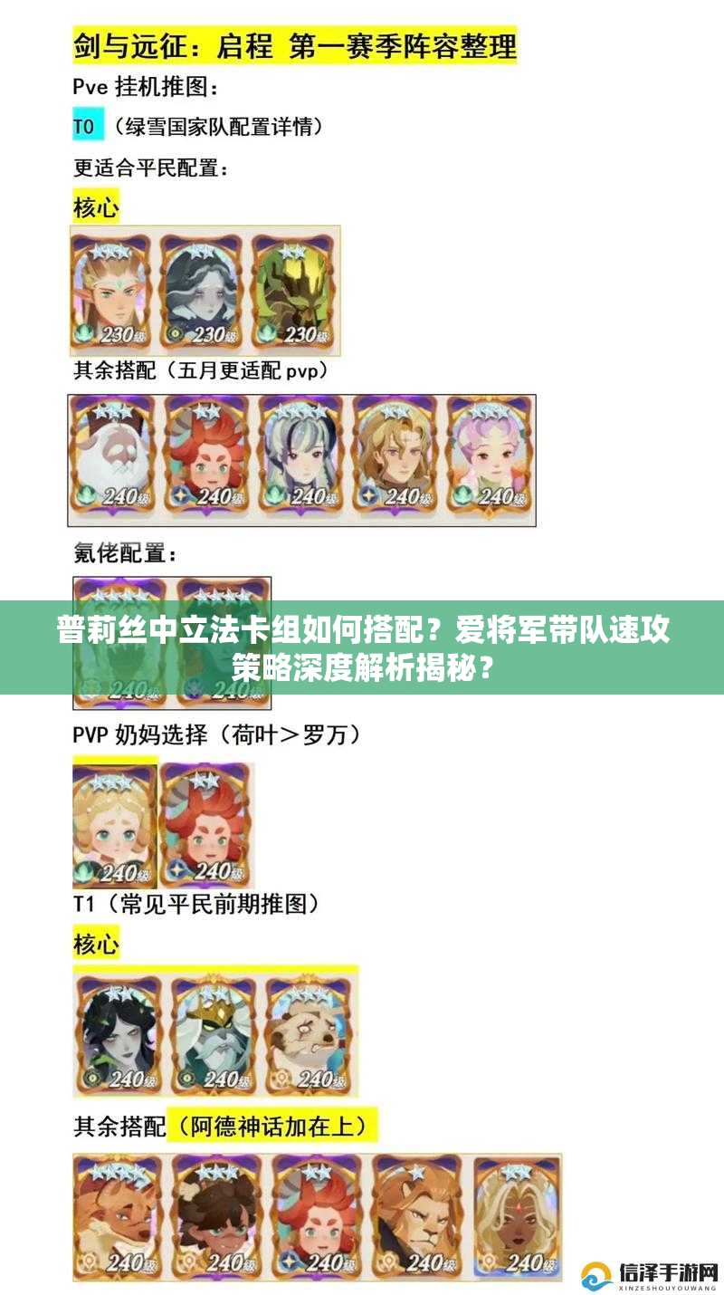 普莉丝中立法卡组如何搭配？爱将军带队速攻策略深度解析揭秘？
