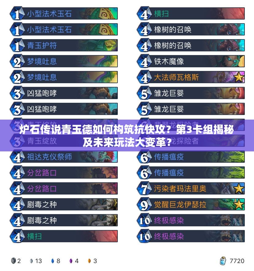 炉石传说青玉德如何构筑抗快攻？第3卡组揭秘及未来玩法大变革？