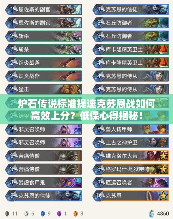 炉石传说标准提速克苏恩战如何高效上分？低保心得揭秘！